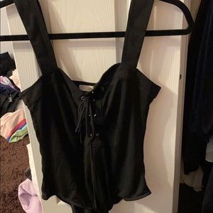 Lace-up Bodysuit | black